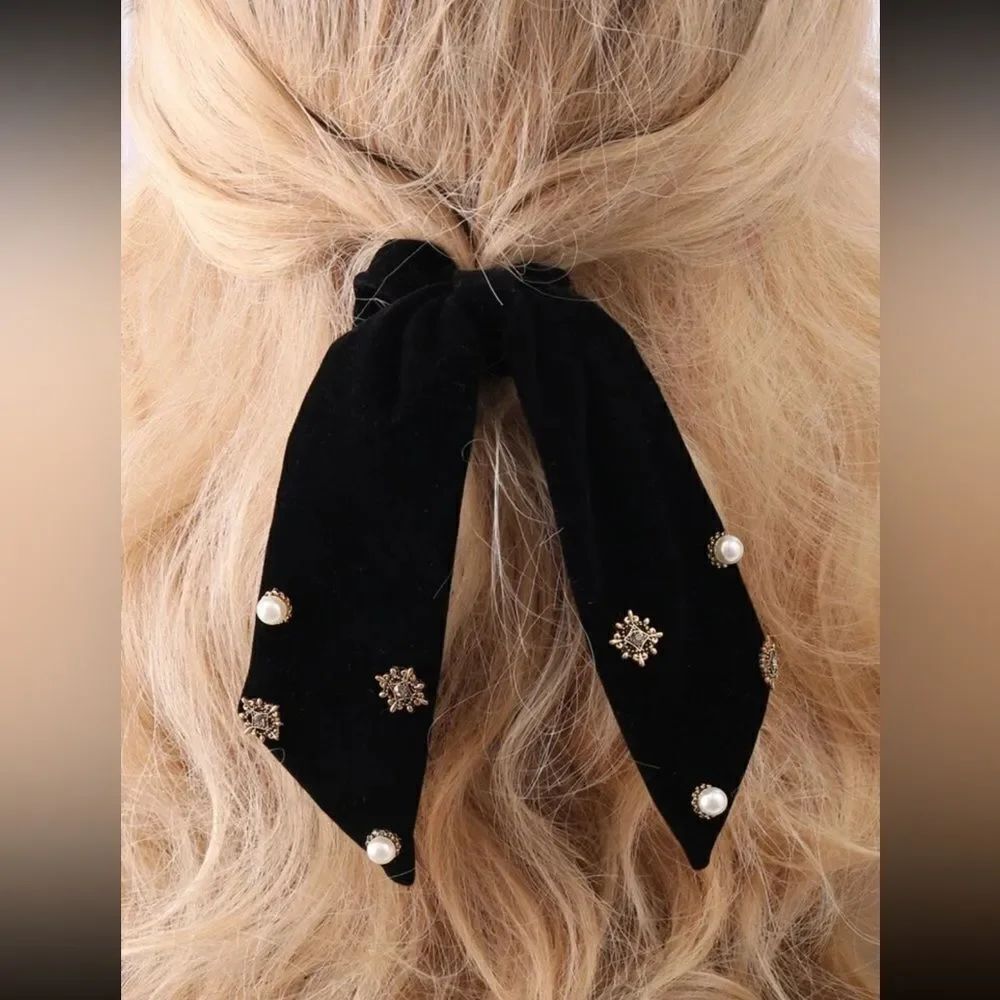 Black Velvet Hair tie K13